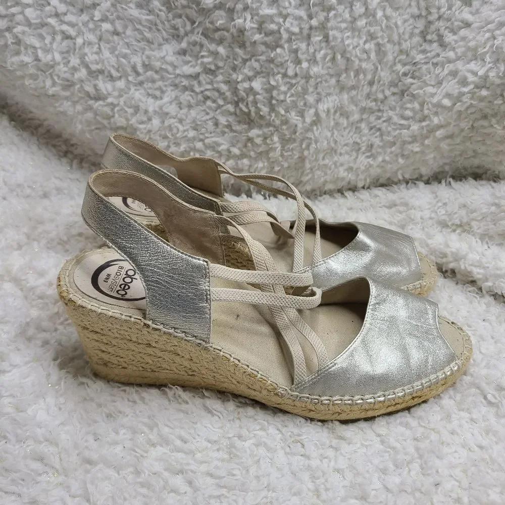 Abeo Bio System Delano Espadrille Wedge Metalic Sandals‎ Size 9